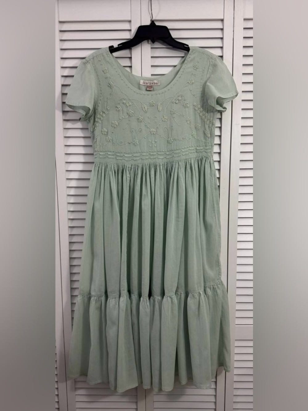Vintage Karavan boho mint green dress Size M